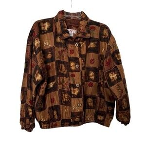 Vintage Stunt Sports Women's 1005 Silk Jacket Floral Size Petite Medium